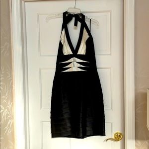 Black and white halter BCBG short cocktail dress